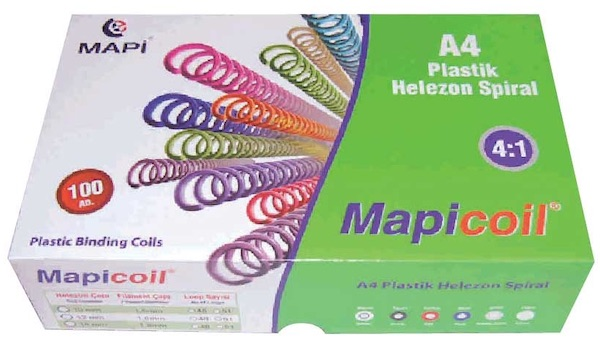 MAPİ SPİRAL PLASTİK HELEZON 4:1 20MM ŞEFFAF 100 ADET 48 LOP 2352004- 