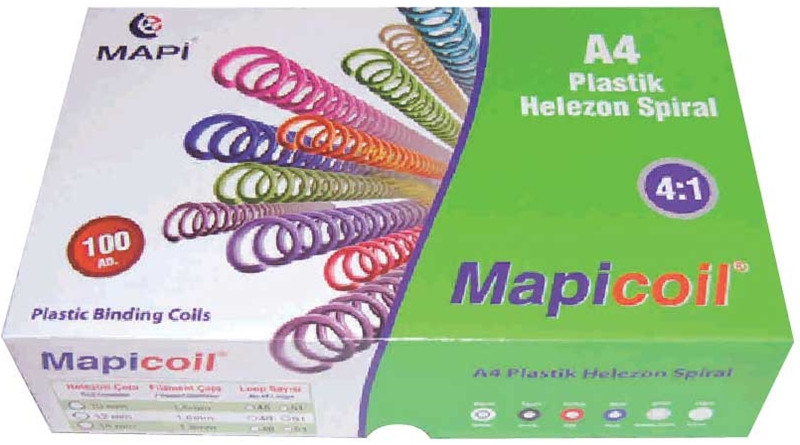 MAPİ SPİRAL PLASTİK HELEZON 4:1 22MM ŞEFFAF 50 ADET 48 LOP 2352204- 