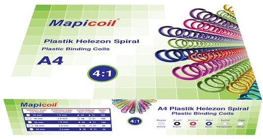 MAPİ SPİRAL PLASTİK HELEZON 4:1 6MM ŞEFFAF 200 ADET 48 LOP 2350604- 