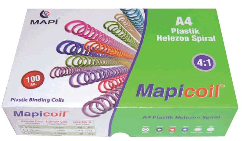 MAPİ SPİRAL PLASTİK HELEZON 4:1 8MM ŞEFFAF 200 ADET 48 LOP 2350804- 