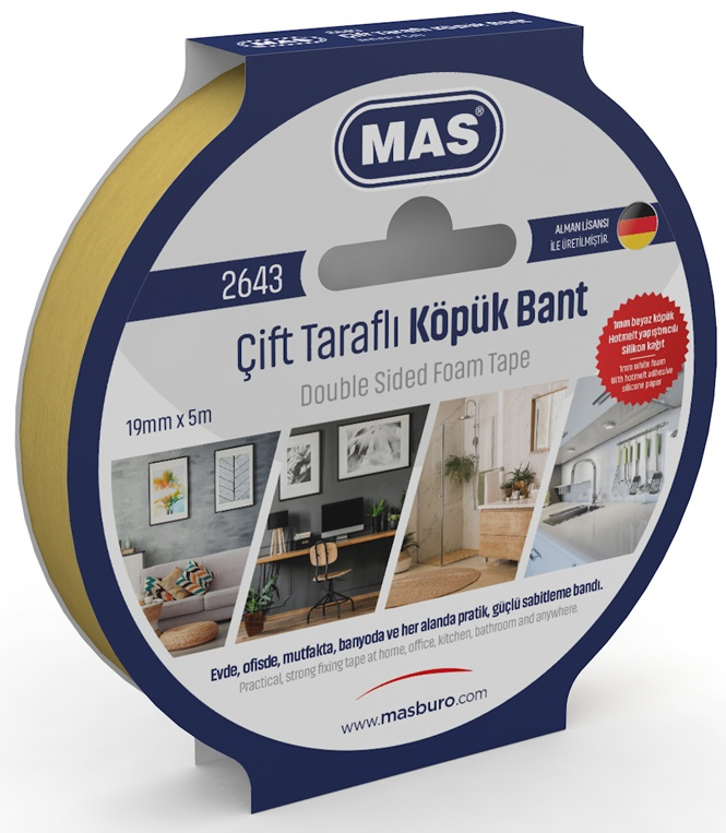 MAS ÇİFT TARAFLI KÖPÜK BANT 19MM X 5M 2643- 