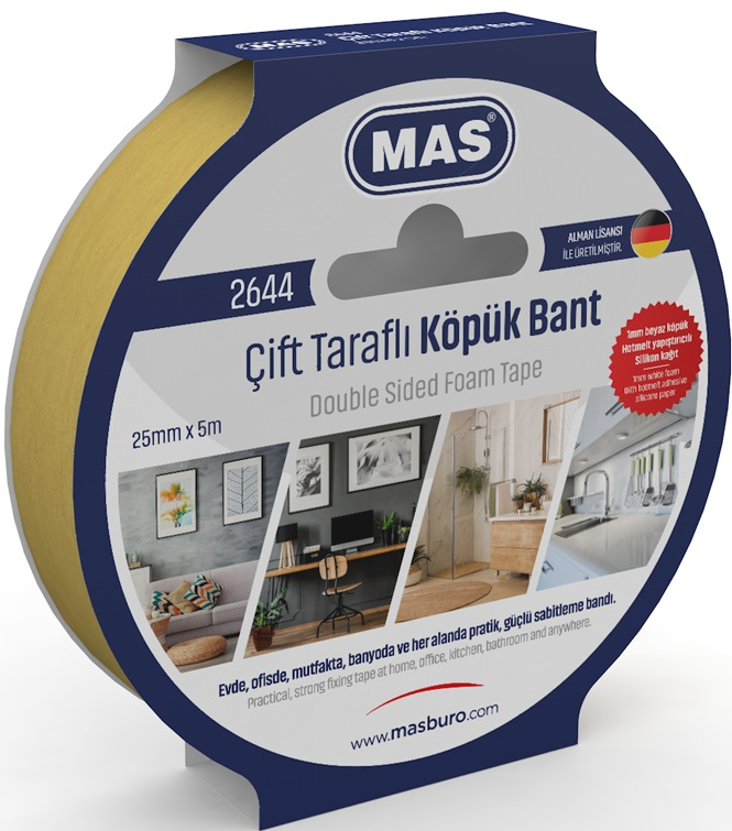 MAS ÇİFT TARAFLI KÖPÜK BANT 25MM X 5M 2644- 