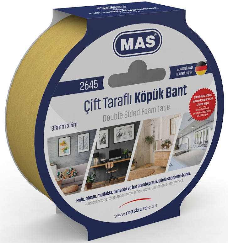 MAS ÇİFT TARAFLI KÖPÜK BANT 38MM X 5M 2645- 