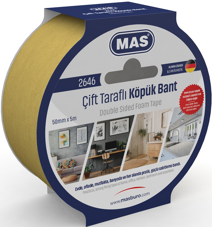 MAS ÇİFT TARAFLI KÖPÜK BANT 50MM X 5M 2646- 