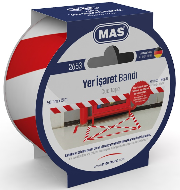 MAS YER İŞARET BANDI 50MM X 27M 2653 KIRMIZI & BEYAZ- 