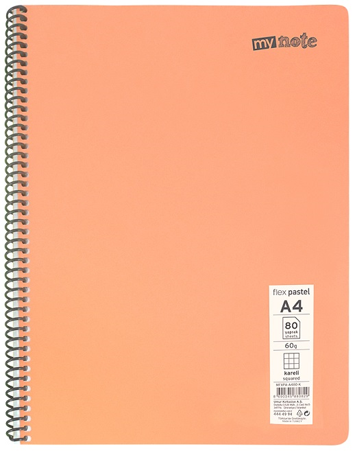 MYNOTE FLEX PASTEL DEFTER PP KAPAK SPİRALLİ A4 120 YP ÇİZGİLİ MFXPA-A4120-Ç 30001912- 