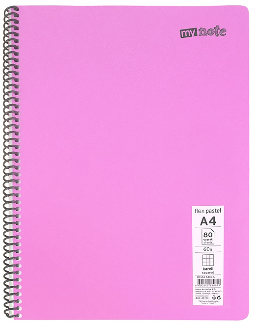 MYNOTE FLEX PASTEL DEFTER PP KAPAK SPİRALLİ A4 140 YP ÇİZGİLİ MFXPA-A4140-Ç 30001941- 