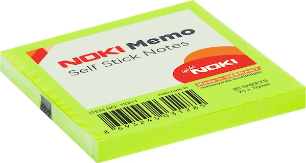 NOKİ MEMO YAPIŞKANLI NOT KAĞIDI 75x75 80 YP 12211 YEŞİL- 