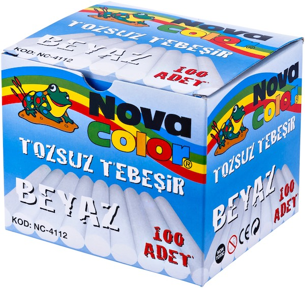 NOVA COLOR TEBEŞİR 100'LÜ BEYAZ TOZSUZ NC-4112- 