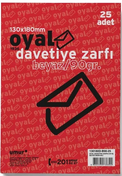 OYAL ZARF DAVETİYE 13x18 90GR BEYAZ 25 Lİ- 