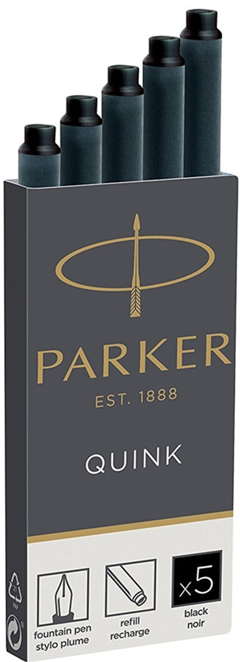 PARKER DOLMA KALEM KARTUŞU QUINK SİYAH 5 Lİ 1950382- 