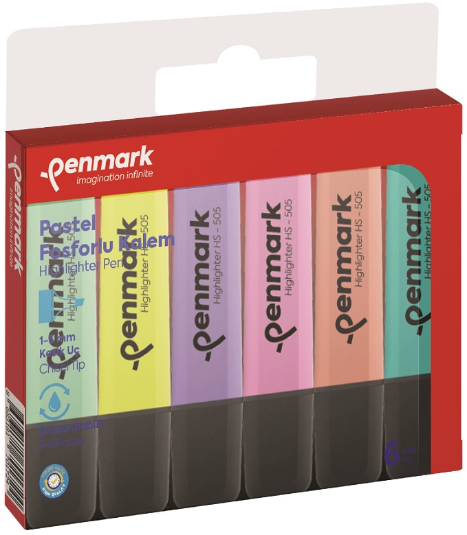 PENMARK FOSFORLU KALEM SET PASTEL 6 LI HS 505 6P- 