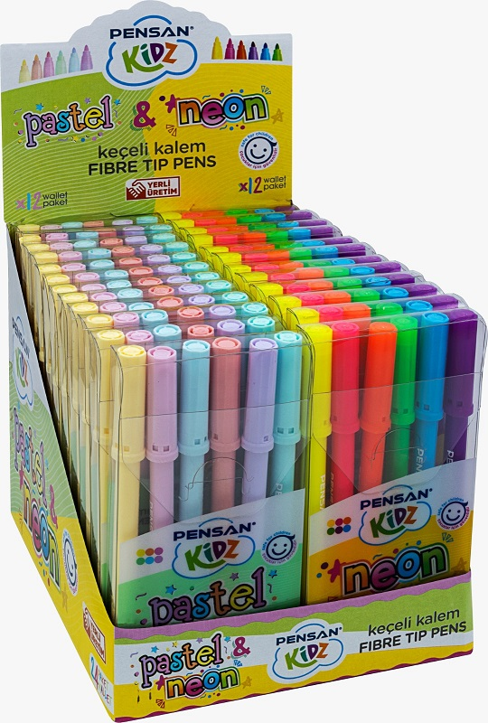 PENSAN KEÇELİ KALEM 6 LI KIDZ PASTEL - NEON 24 LÜ STAND PE99093PS24- 