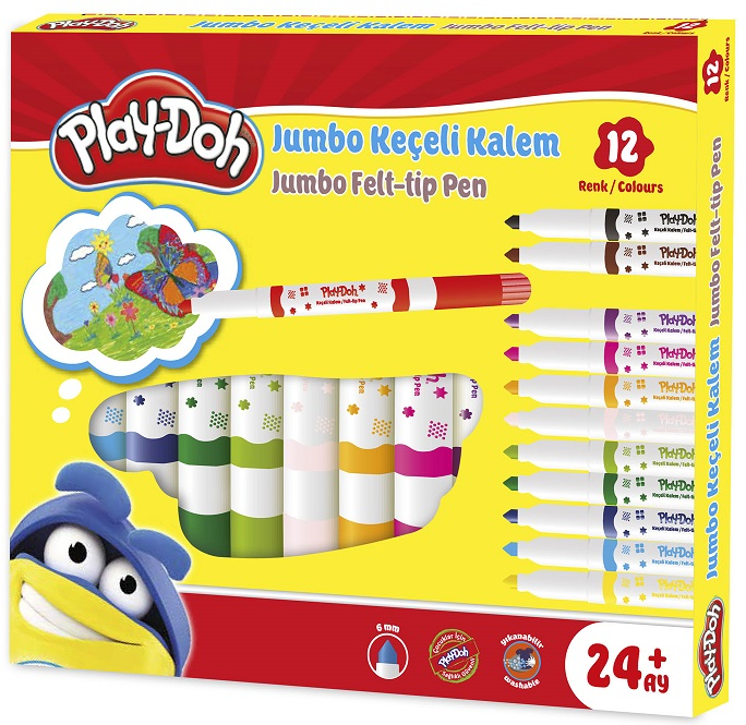 PLAY-DOH KEÇELİ KALEM JUMBO 6MM 12 Lİ KE020- 