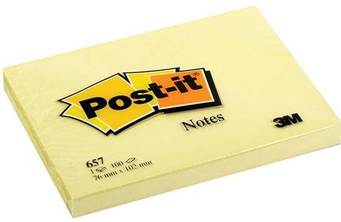 POST-IT YAPIŞKANLI NOT KAĞIDI SARI 76X102MM 657- 