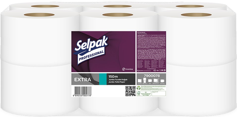 SELPAK PROFESSIONAL KAĞIT JUMBO TUVALET KAĞIDI EXTRA 150 MT 12 Lİ KOLİ 7900078- 