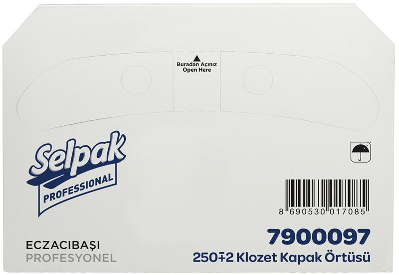 SELPAK PROFESSIONAL KAĞIT KLOZET KAPAK ÖRTÜSÜ PREMIUM 250 Lİ (KOLİ=250 Lİ x 10 PK) 7900097- 