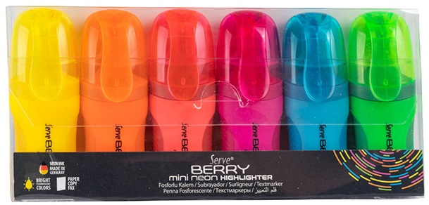 SERVE FOSFORLU KALEM BERRY SET MİNİ NEON 6 LI SV-BRMFKP6FR- 