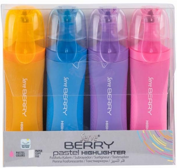 SERVE FOSFORLU KALEM BERRY SET PASTEL 4 LÜ BRFKP4PS- 