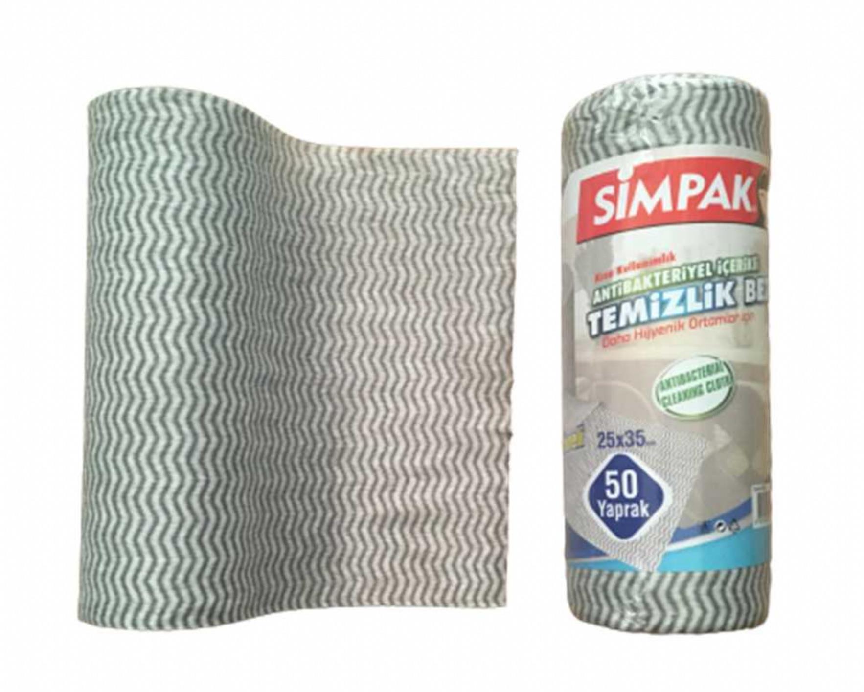 Simpak Extra Etkili (Antibakteriyel) Rulo Temizlik Bezi (25X35 Cm) (50 Yaprak) (1 Rulo)