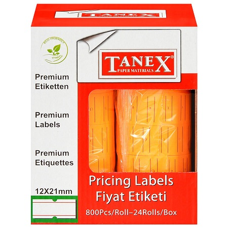 TANEX MOTEX ETİKET 12X21 FLORASAN TURUNCU 800 LÜ- 