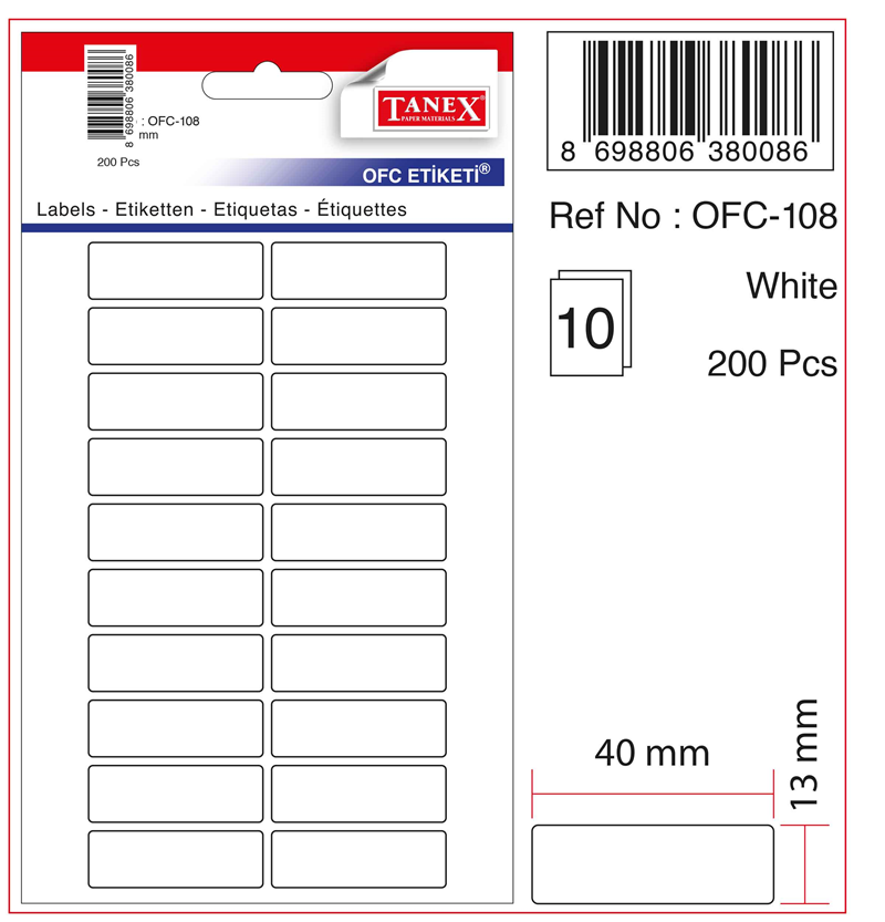 TANEX OFİS ETİKETİ OFC-108 BEYAZ- 