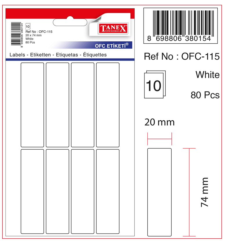 TANEX OFİS ETİKETİ OFC-115 BEYAZ- 