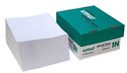 UMUR SÜREKLİ FORM 11x24CM BEYAZ 1/N 60GR 5.5 PERFORELİ 2000 Lİ 30000000- 