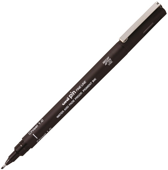 UNİ DRAWING PEN KESİK UÇ PINCS1-200 1.0 SİYAH- 