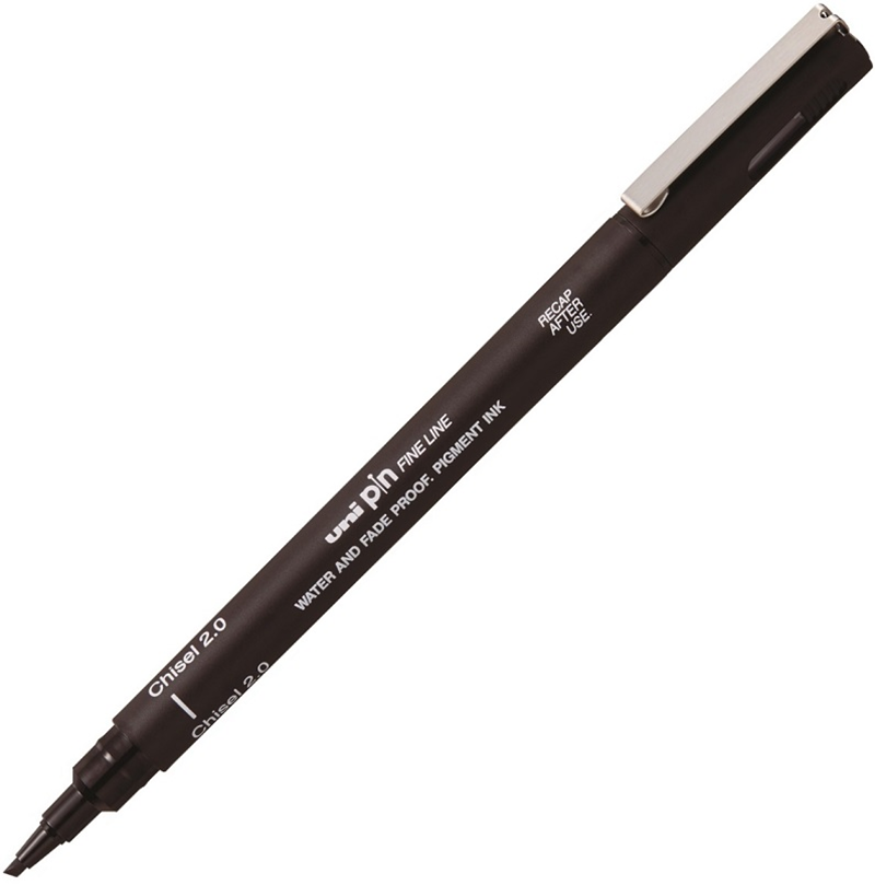 UNİ DRAWING PEN KESİK UÇ PINCS1-200 2.0 SİYAH- 