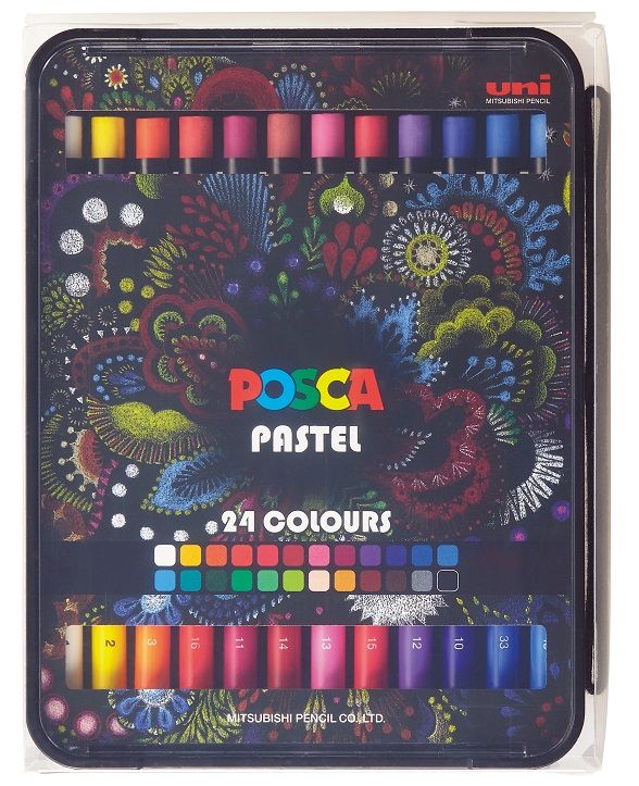 UNİ PASTEL BOYA POSCA 24 LÜ KALEM KUTU SET KPA-100/24C- 