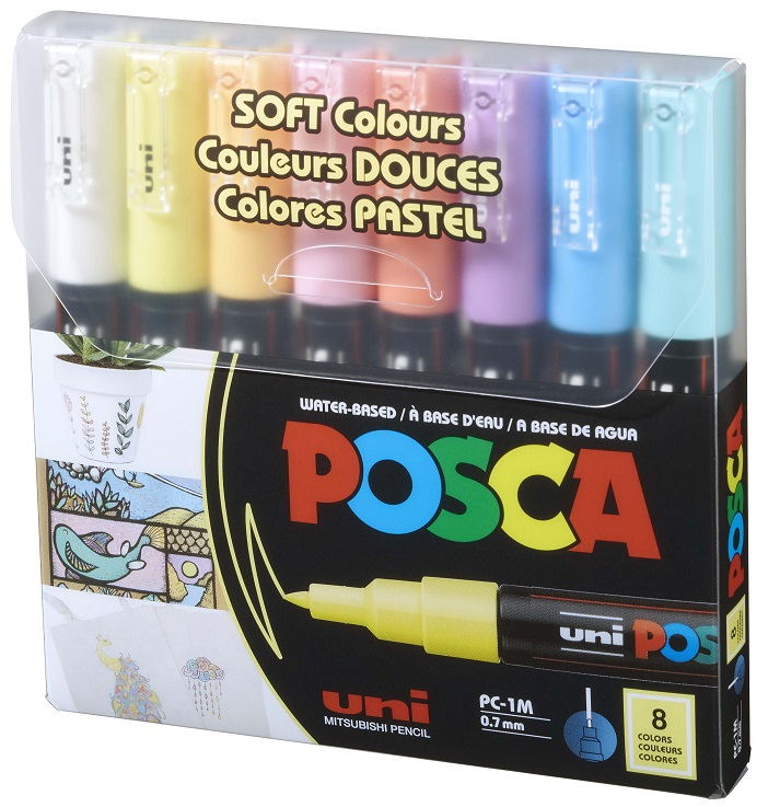 UNİ POSTER MARKÖRÜ POSCA SET PC-1M/8C SC SOFT RENK 8 Lİ - 