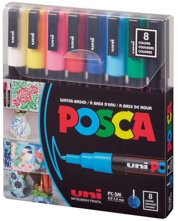 UNİ POSTER MARKÖRÜ POSCA SET PC-3M 8 Lİ ANA RENK PC-3M/8C - 