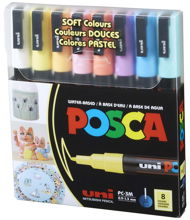 UNİ POSTER MARKÖRÜ POSCA SET PC-3M/8C SC SOFT RENK 8 Lİ - 