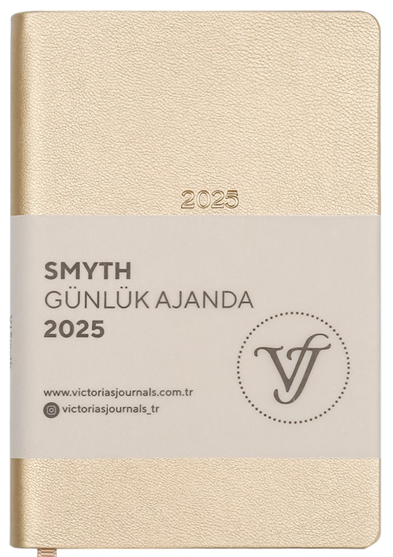 VJ AJANDA 2025 GÜNLÜK 9x14 SMYTH IVORY GÜMÜŞ YALDIZ DESEN 80 GR ALTIN 416 SF. 124-1501 - 