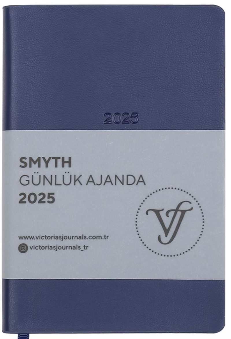 VJ AJANDA 2025 GÜNLÜK 9x14 SMYTH IVORY GÜMÜŞ YALDIZ DESEN 80 GR MAVİ 416 SF. 124-1493 - 