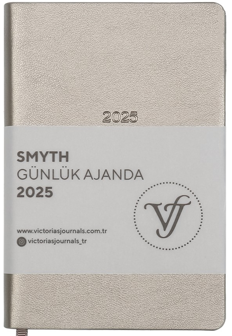 VJ AJANDA 2025 GÜNLÜK 9x14 SMYTH IVORY GÜMÜŞ YALDIZ DESEN 80 GR PLATINIUM 416 SF. 124-1502 - 