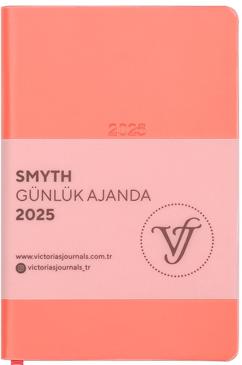 VJ AJANDA 2025 GÜNLÜK 9x14 SMYTH IVORY GÜMÜŞ YALDIZ DESEN 80 GR ŞEFTALİ RENGİ 416 SF. 124-1496 - 