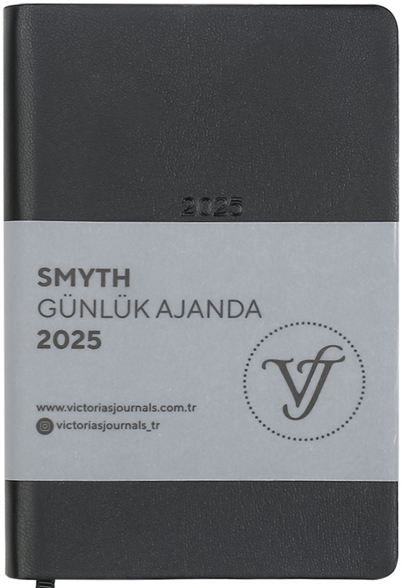 VJ AJANDA 2025 GÜNLÜK 9x14 SMYTH IVORY GÜMÜŞ YALDIZ DESEN 80 GR SİYAH 416 SF. 124-1491 - 