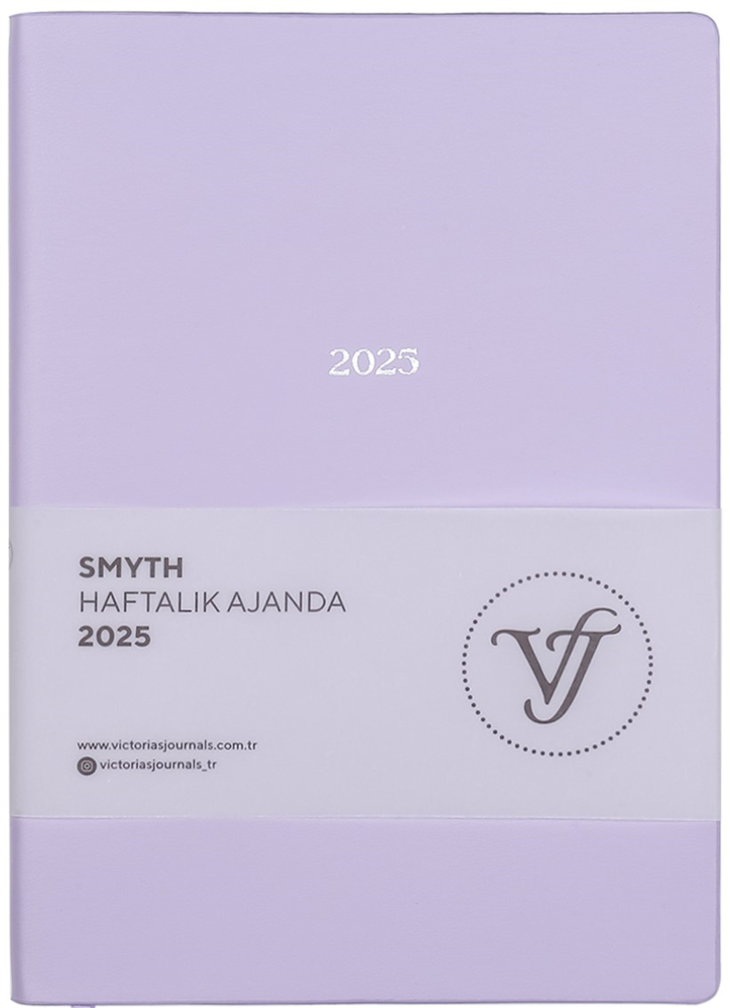 VJ AJANDA 2025 HAFTALIK A5 SMYTH IVORY 80 GR GÜMÜŞ YALDIZ KENAR LAVANTA 160 SF. 124-1423 - 