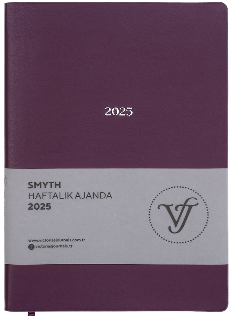 VJ AJANDA 2025 HAFTALIK A5 SMYTH IVORY 80 GR GÜMÜŞ YALDIZ KENAR MOR 160 SF. 124-1426 - 