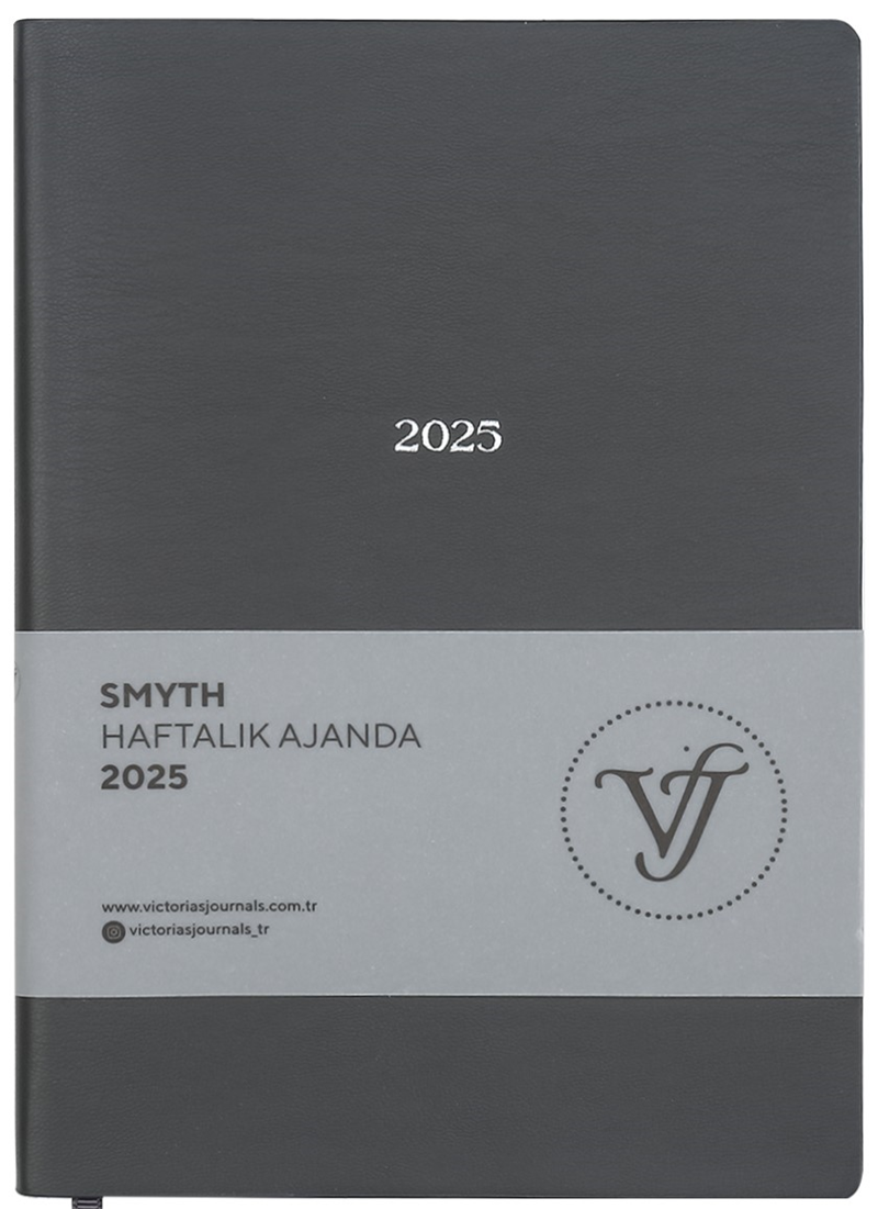 VJ AJANDA 2025 HAFTALIK A5 SMYTH IVORY 80 GR GÜMÜŞ YALDIZ KENAR TITANIUM 160 SF. 124-1418 - 