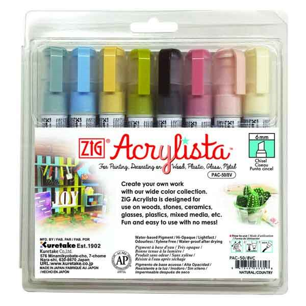 ZIG ACRYLISTA MARKÖR KESİK UÇ PAC-50/8VC 8 Lİ NATUREL/COUNTRY- 